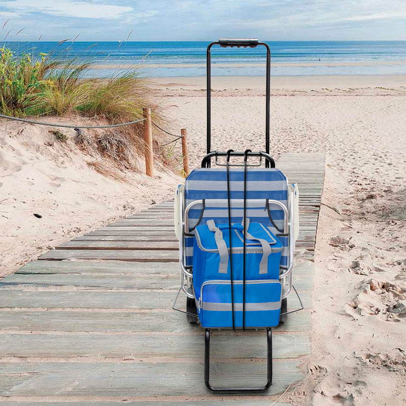 Carretilla plegable metalica de carga - porta maletas con cuerda elastica 93,5x33x44 cm. carro de transporte 50 kg