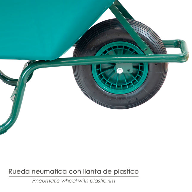 Carretilla obra plástico desmontada 100 litros