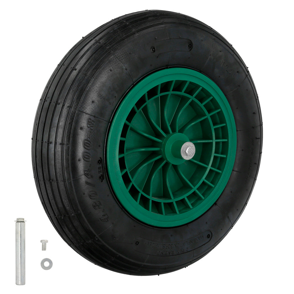 Pneumatic wheelbarrow wheel for construction/garden wheelbarrow, plastic rim, ø 20 mm axle, garden wheelbarrow wheel, greenhouse cart
