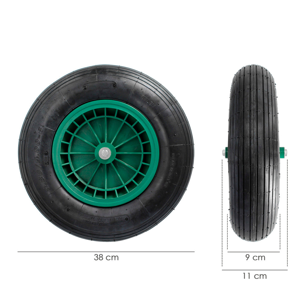 Pneumatic wheelbarrow wheel for construction/garden wheelbarrow, plastic rim, ø 20 mm axle, garden wheelbarrow wheel, greenhouse cart