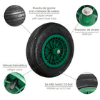 Pneumatic wheelbarrow wheel for construction/garden wheelbarrow, plastic rim, ø 20 mm axle, garden wheelbarrow wheel, greenhouse cart