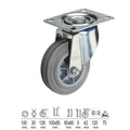 Rueda industrial goma gris placa 100 mm