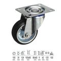 Roda industrial de borracha preta com placa de 100 mm