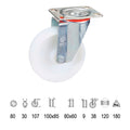 Roda industrial de nylon de 80 mm com placa