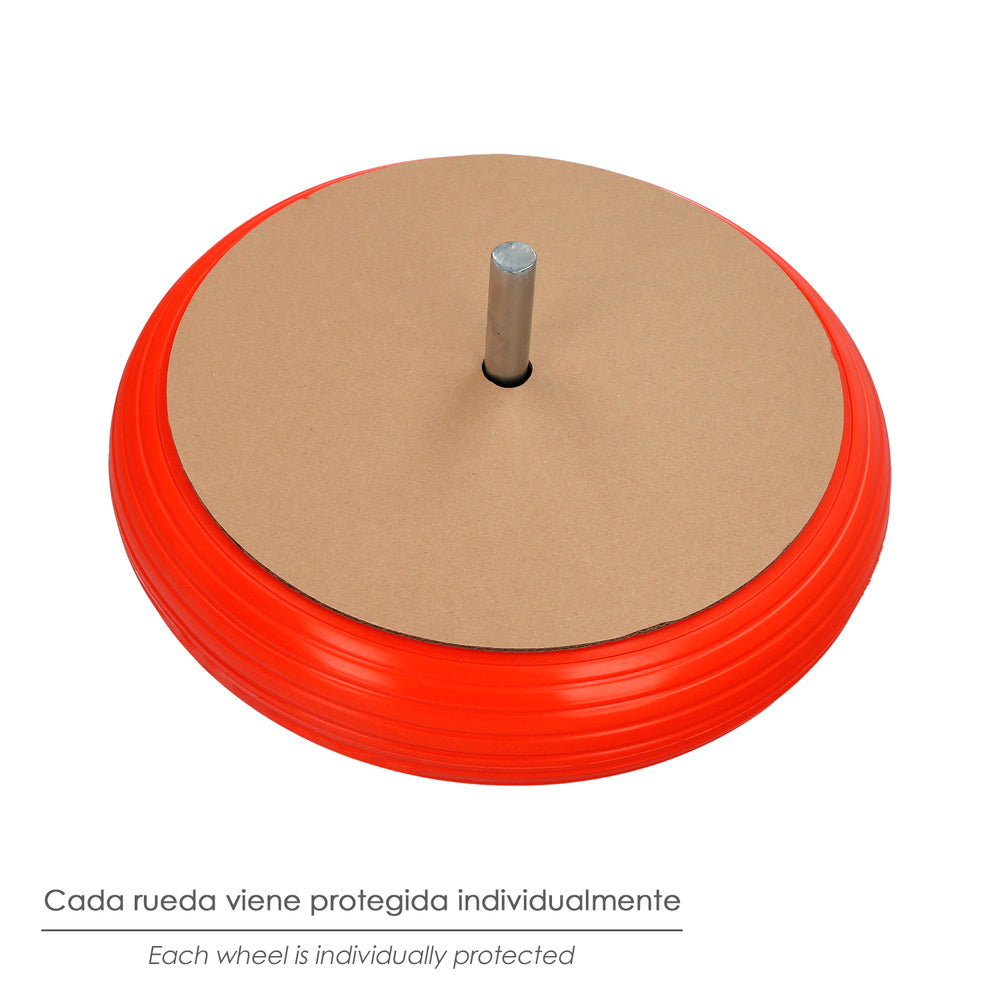 Solid wheelbarrow wheel for construction/garden, steel rim "plus" orange puncture-proof, for axle ø 19 mm, wheel ø 35 cm