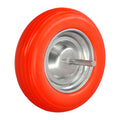 Roda para carrinho de mão/jardim, maciça, aro em aço "plus" laranja antifuro, para eixo ø 19 mm, roda ø 35 cm