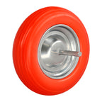 Roda para carrinho de mão/jardim, maciça, aro em aço "plus" laranja antifuro, para eixo ø 19 mm, roda ø 35 cm