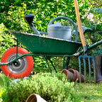 Roda para carrinho de mão/jardim, maciça, aro em aço "plus" laranja antifuro, para eixo ø 19 mm, roda ø 35 cm