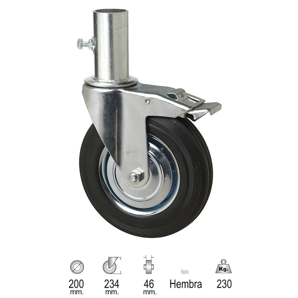 Rueda industrial andamio (hembra) 200 mm