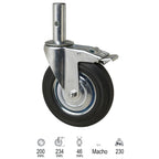 Rueda industrial andamio (macho) 200 mm