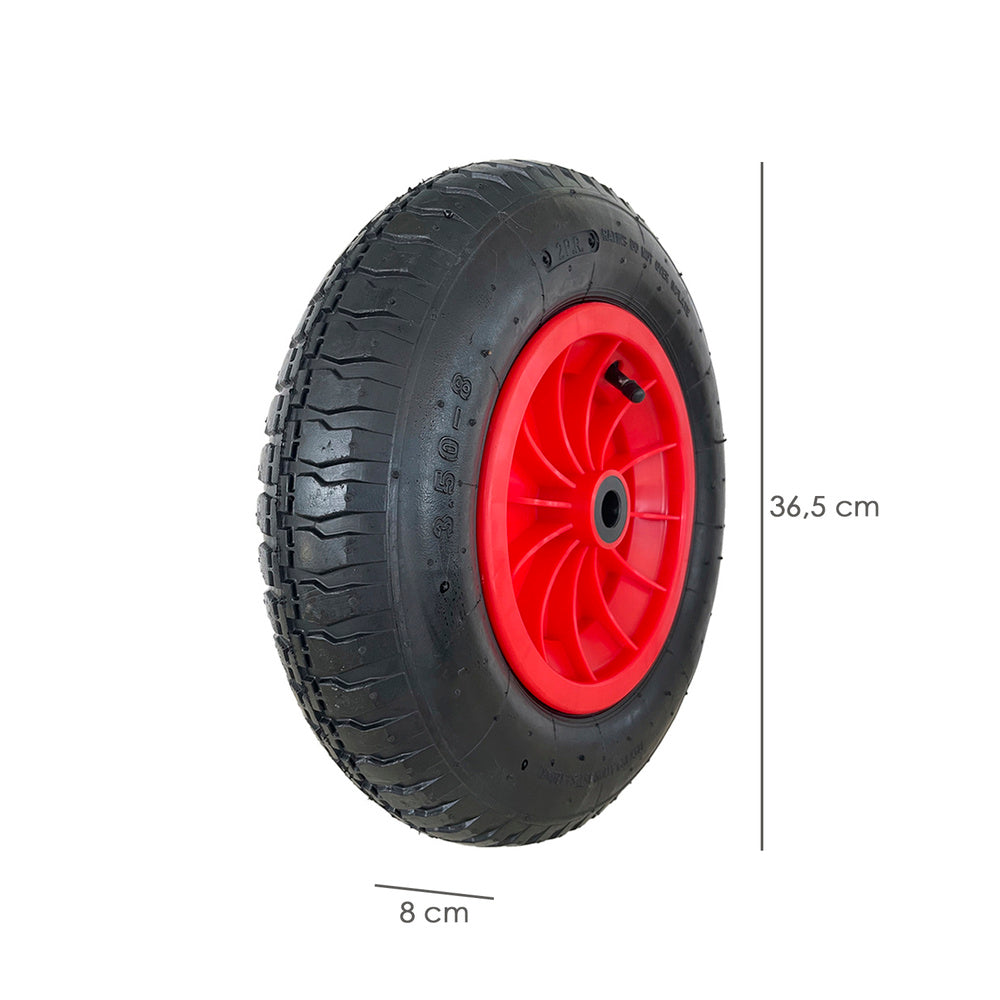 Wheelbarrow wheel greenhouse pneumatic plastic rim, ø 370 mm axle ø 20 mm
