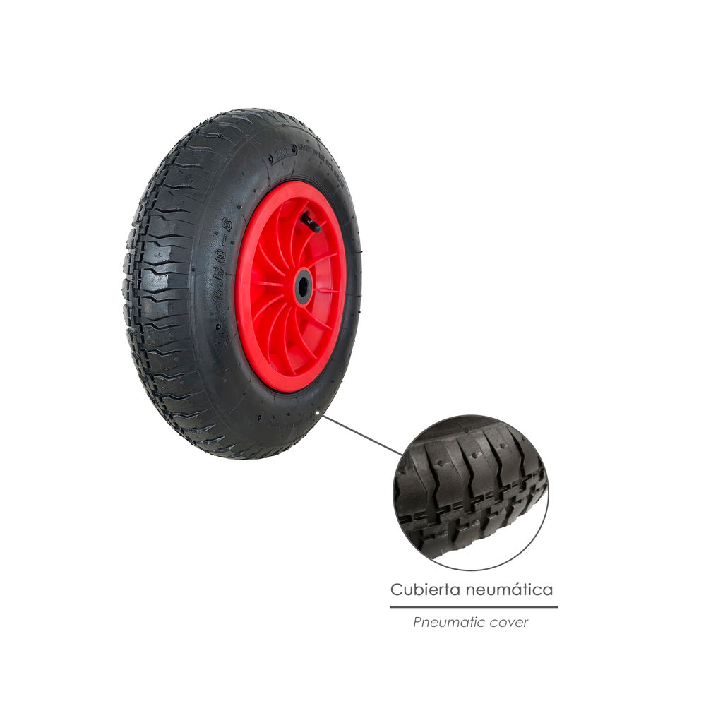Wheelbarrow wheel greenhouse pneumatic plastic rim, ø 370 mm axle ø 20 mm