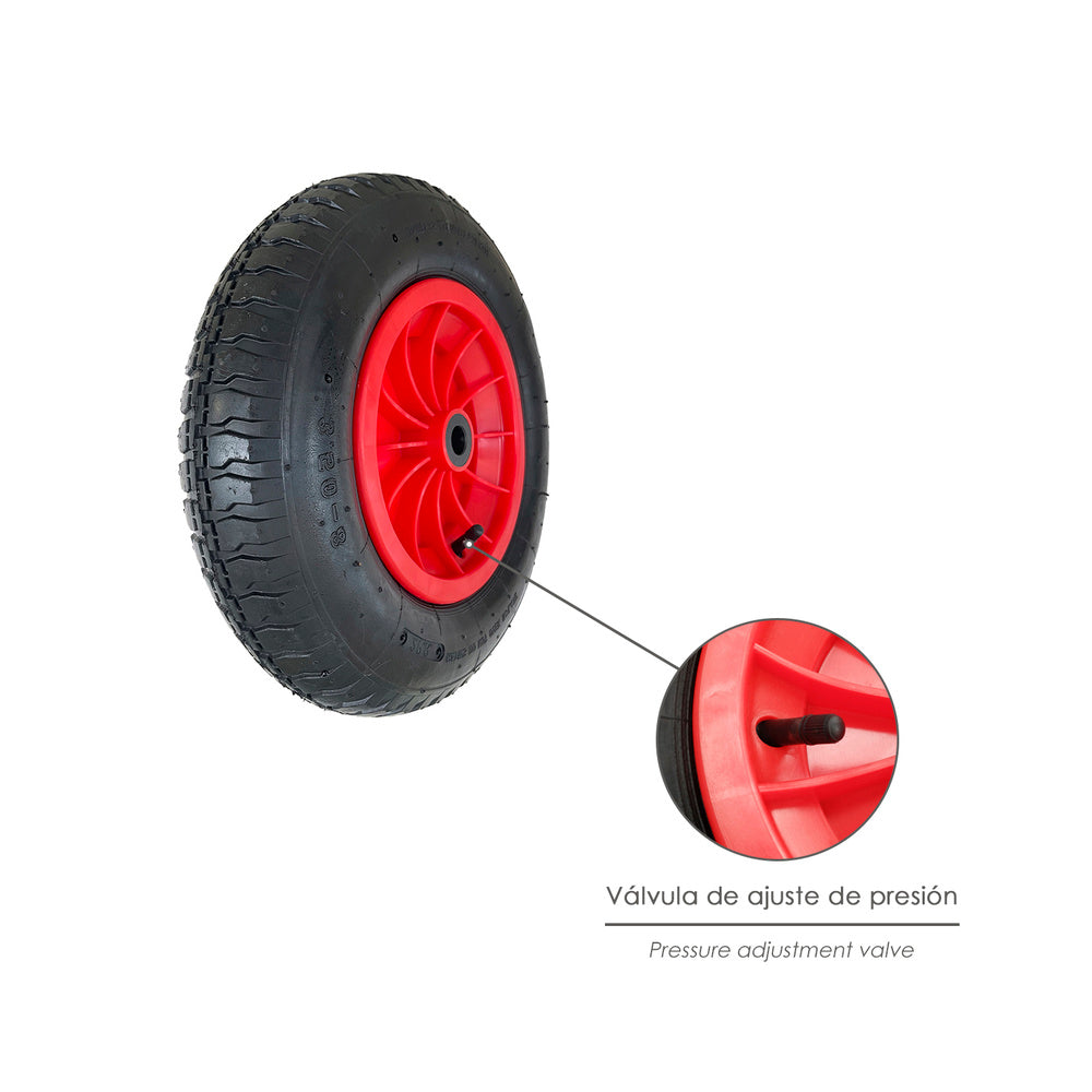 Wheelbarrow wheel greenhouse pneumatic plastic rim, ø 370 mm axle ø 20 mm