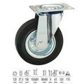 Rueda industrial goma negra placa  125 mm