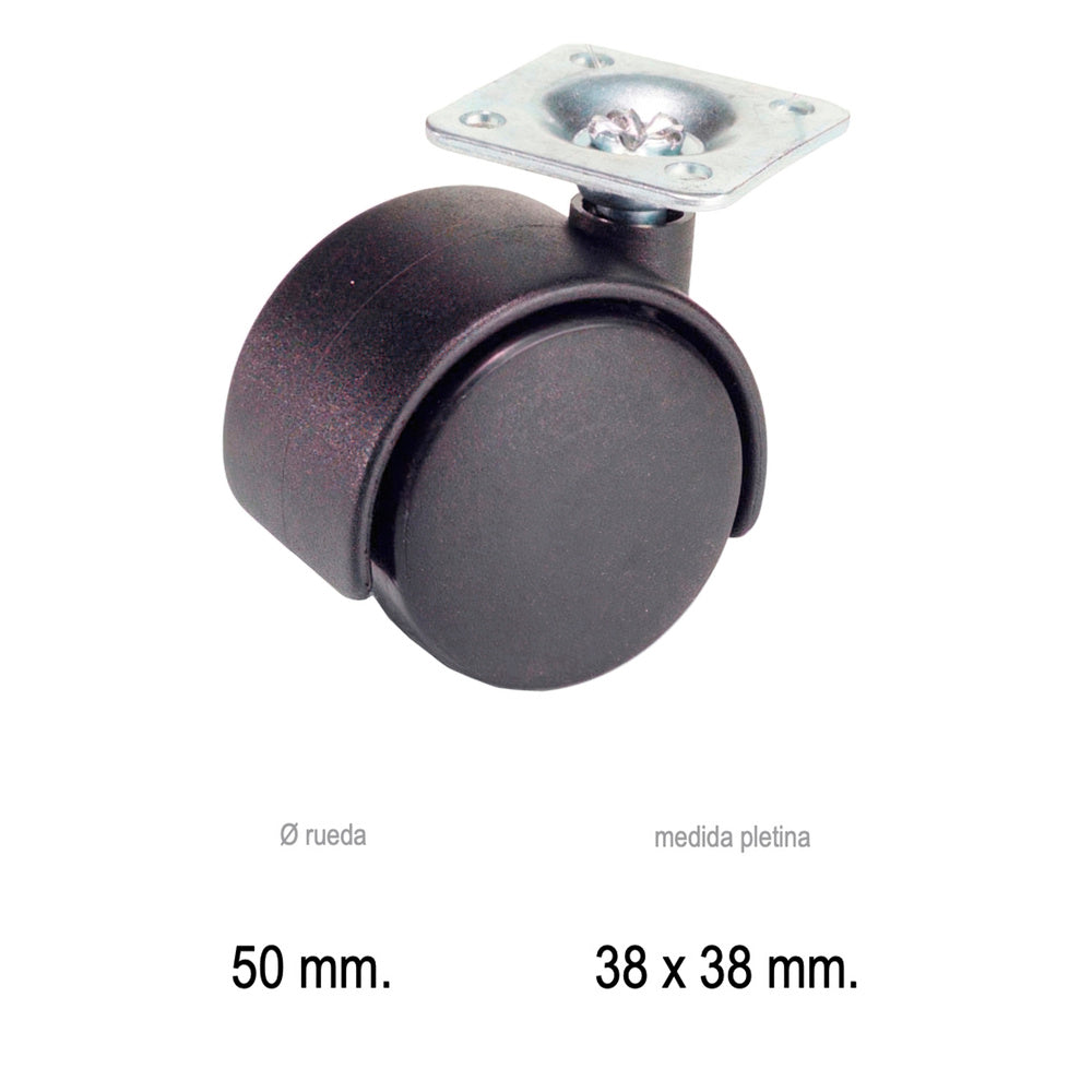 Nylon black plate caster 50 mm