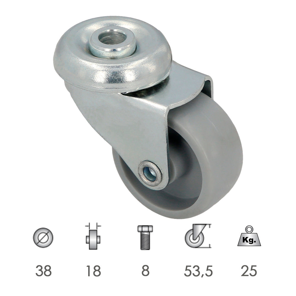 Household wheel ø 38 mm through hole ø 8 mm