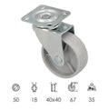 Rodízio doméstico ø 50 mm com placa 40x40 mm