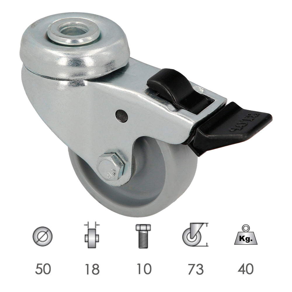 Domestic wheel ø 50 mm through hole ø 10 mm with brake
