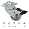 Rodízio doméstico ø 50 mm com chapa 50x50 mm com travão