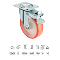 Rueda industrial poliuretano placa con freno 125 mm