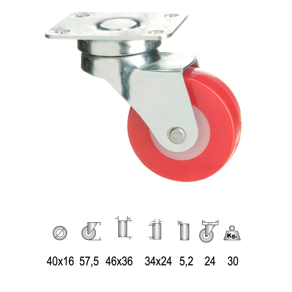 Rueda poliuretano placa 40 mm