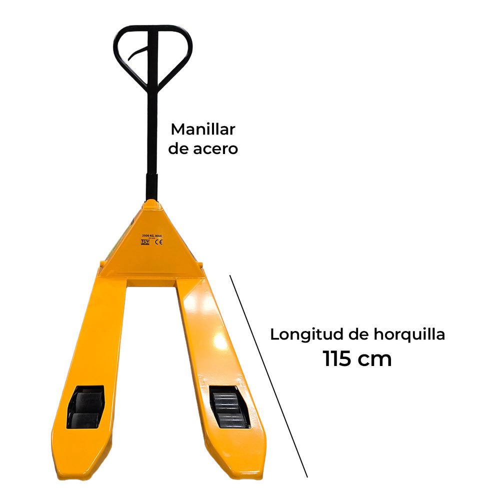Transpaleta de almacén ruedas poliuretano 2,5 t.