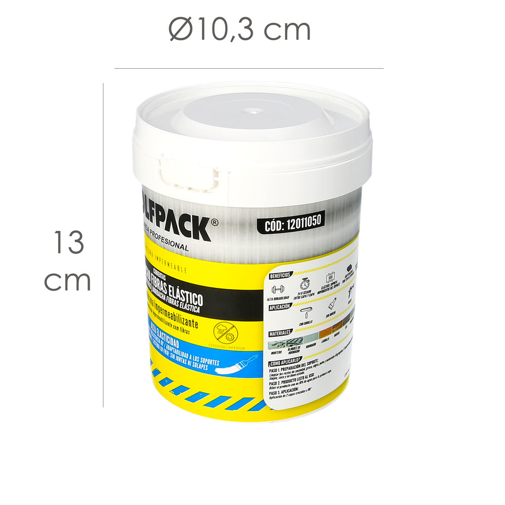 Pintura impermeabilizante con fibras para exteriores / interiores 750 ml. Color blanco