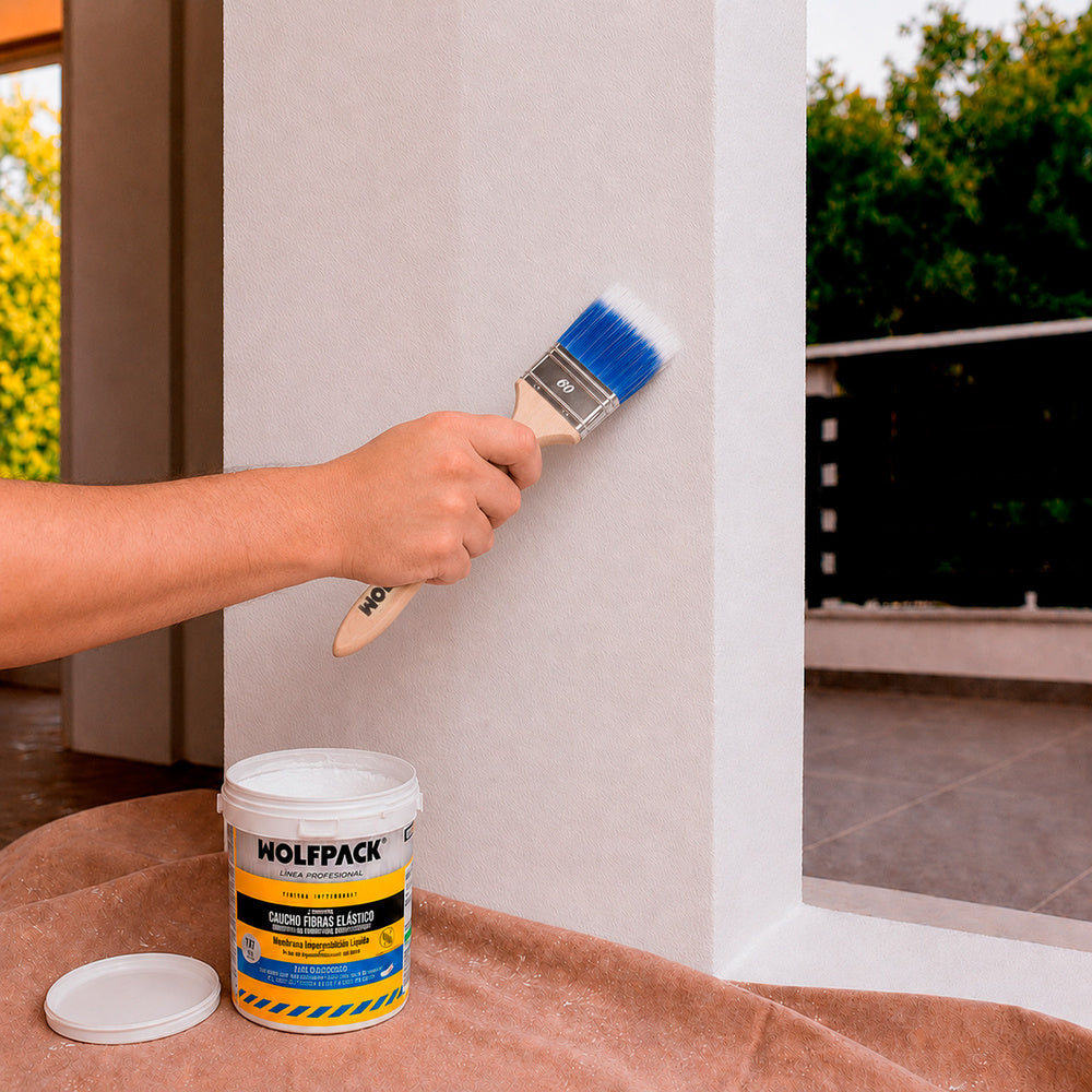 Pintura impermeabilizante con fibras para exteriores / interiores 750 ml. Color blanco