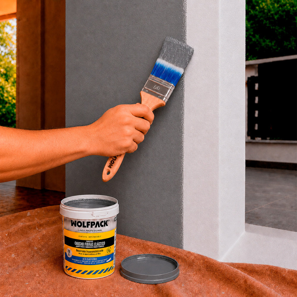 Pintura impermeabilizante con fibras para exteriores / interiores 750 ml. Color gris