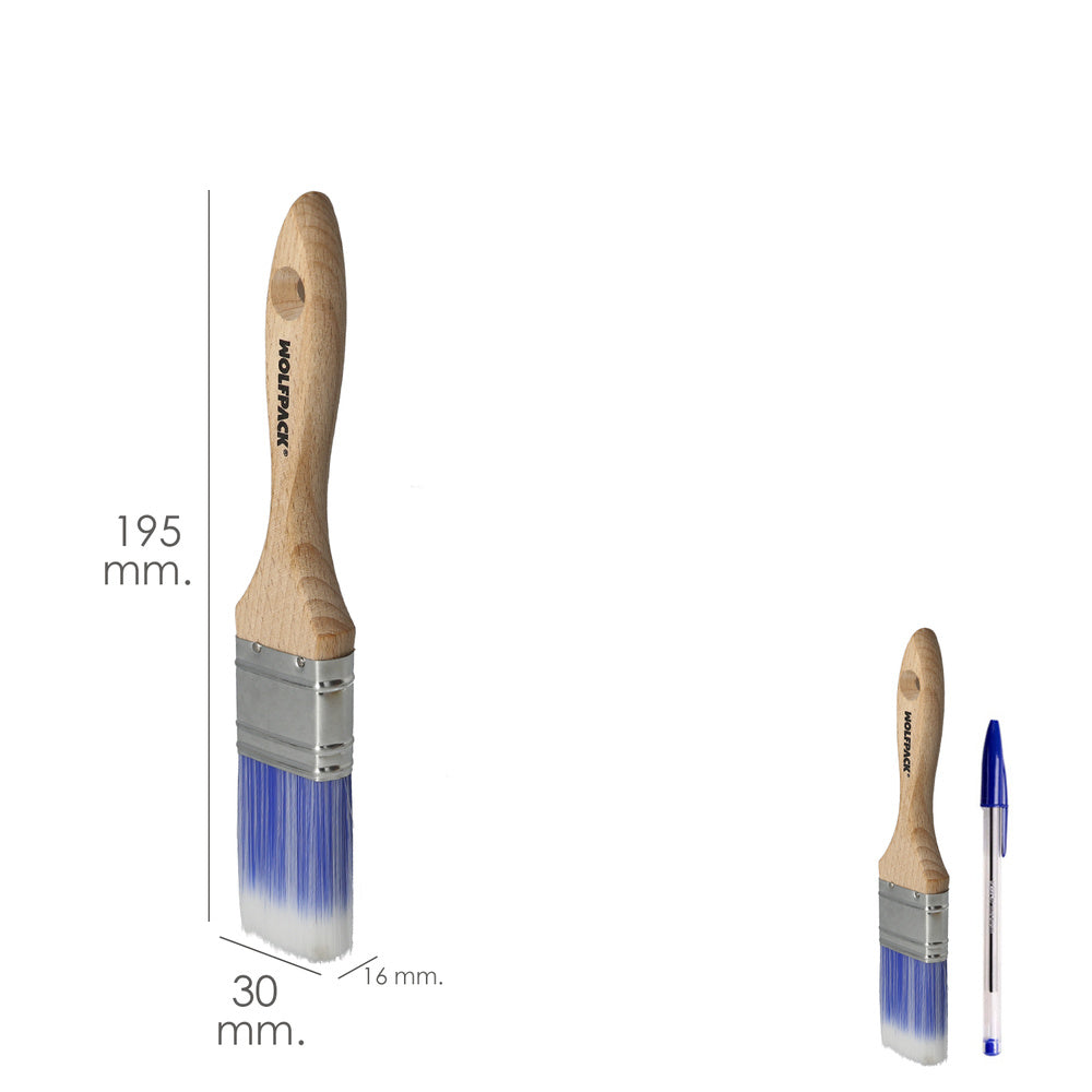 Professional brush plus, 30 mm wide, PBT synthetic bristles, ergonomic beech wood handle, painter's brush, paint brush