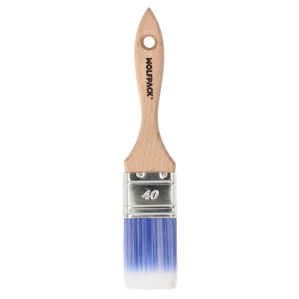 Trincha profissional plus, 40 mm de largura, cerdas sintéticas PBT, cabo de madeira de faia ergonómico, trincha de pintor, pincel de pintura