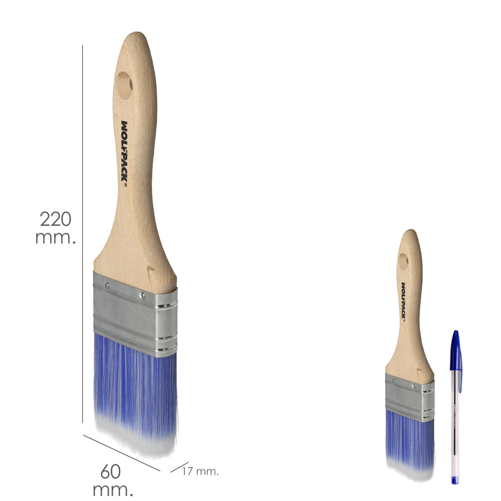 Trincha profissional plus, 60 mm de largura, cerdas sintéticas PBT, cabo ergonómico em madeira de faia, pincel de pintor