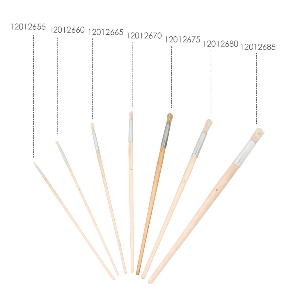 Round DIY paintbrush, white bristles, size 9