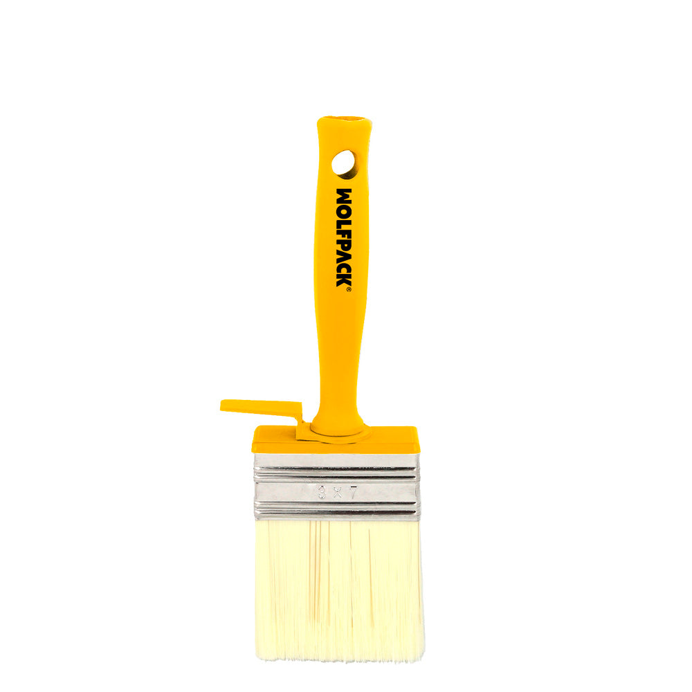 Pincel profissional para tetos 70x30 mm cerda branca. Cabo ergonómico, com gancho. Pincel de pintura, pincel de pintor profissional