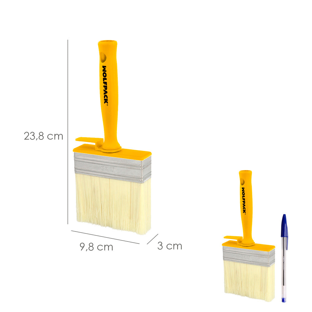 Professional ceiling brush 100x30 mm white bristles. Ergonomic handle, with hook. Paint brush, professional painter's brush