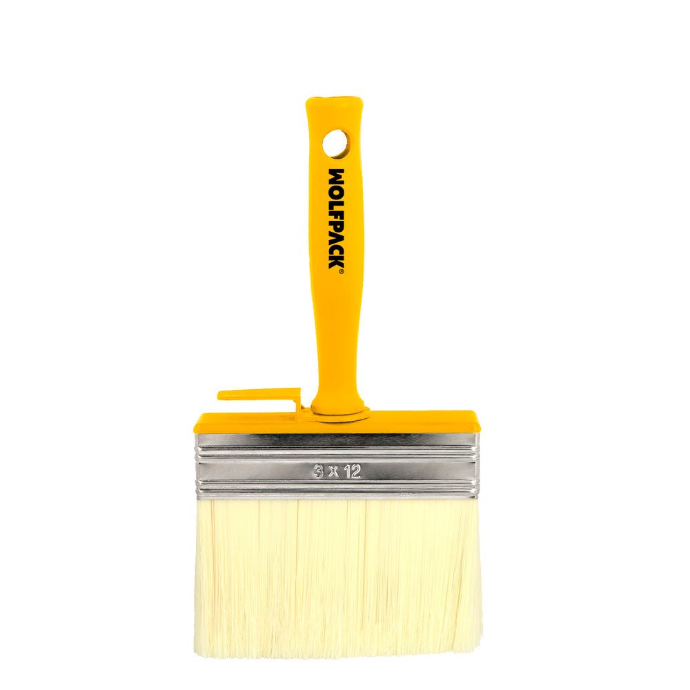 Brocha profesional techos 120x30 mm cerda blanca. Mango ergonómico, con gancho. Brocha pintura, brocha pintor profesional