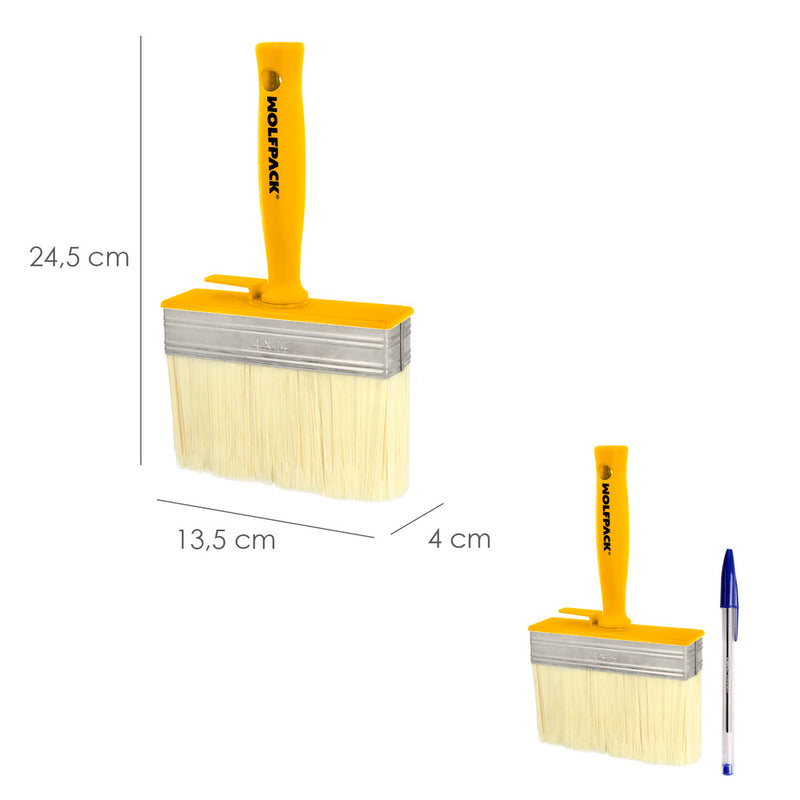 Brocha profesional techos 140x40 mm. cerda blanca. mango ergonomico, con gancho. brocha pintura, brocha pintor profesional