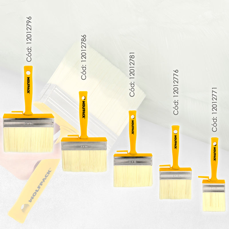 Brocha profesional techos 140x40 mm. cerda blanca. mango ergonomico, con gancho. brocha pintura, brocha pintor profesional