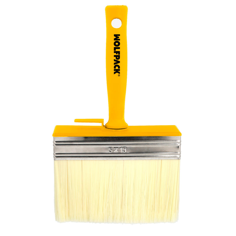 Brocha profesional techos 150x50 mm. cerda blanca. mango ergonomico, con gancho. brocha pintura, brocha pintor profesional