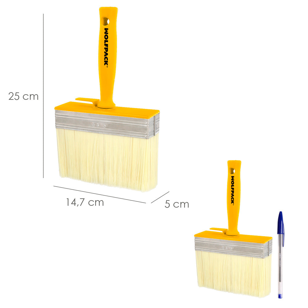 Brocha profesional techos 150x50 mm cerda blanca. Mango ergonómico, con gancho. Brocha pintura, brocha pintor profesional