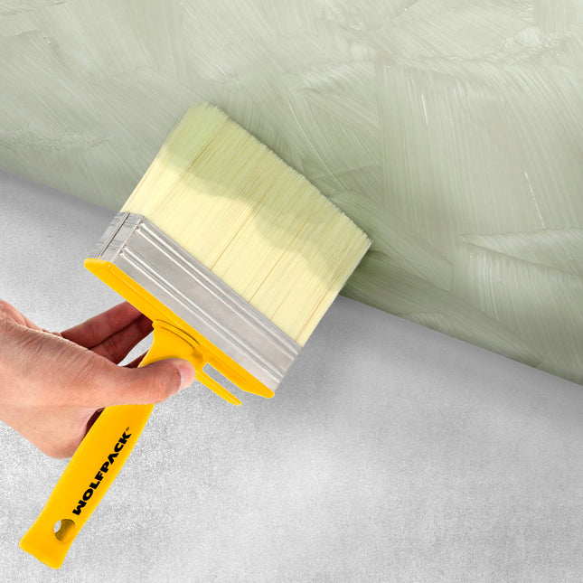 Brocha profesional techos 150x50 mm. cerda blanca. mango ergonomico, con gancho. brocha pintura, brocha pintor profesional