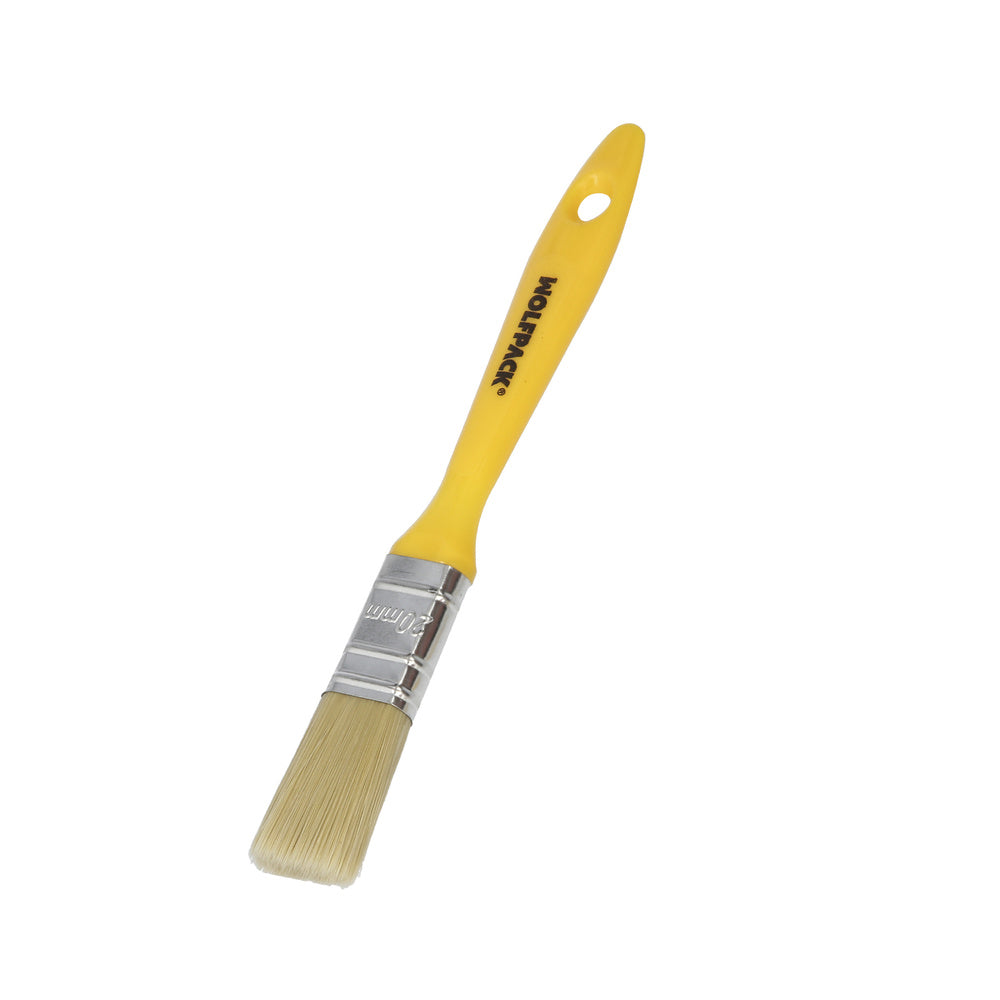 Professional flat brush, white bristle, 20 mm wide, natural bristles, ergonomic plastic handle, painter's brush, paint brush