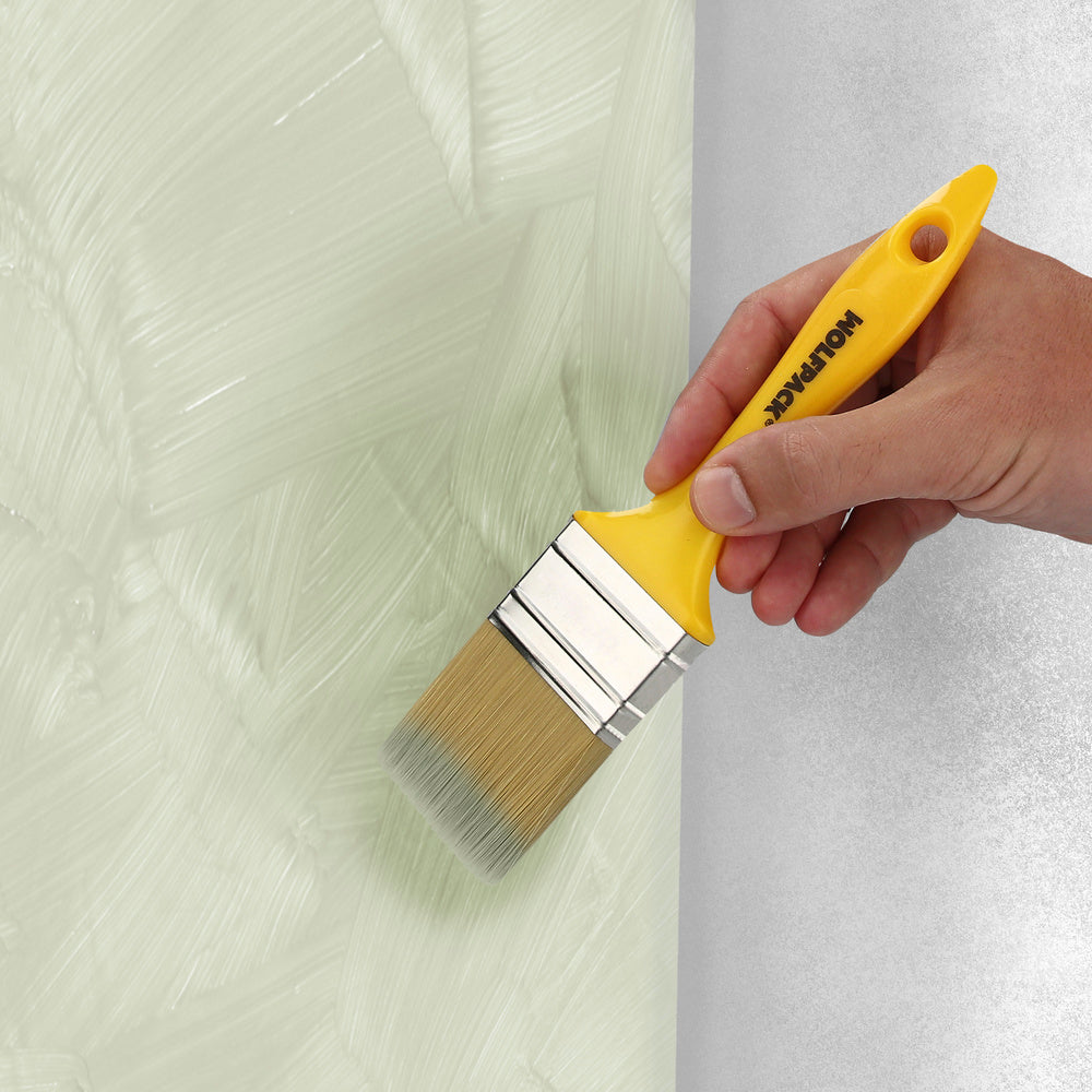 Professional flat brush, white bristle, 20 mm wide, natural bristles, ergonomic plastic handle, painter's brush, paint brush