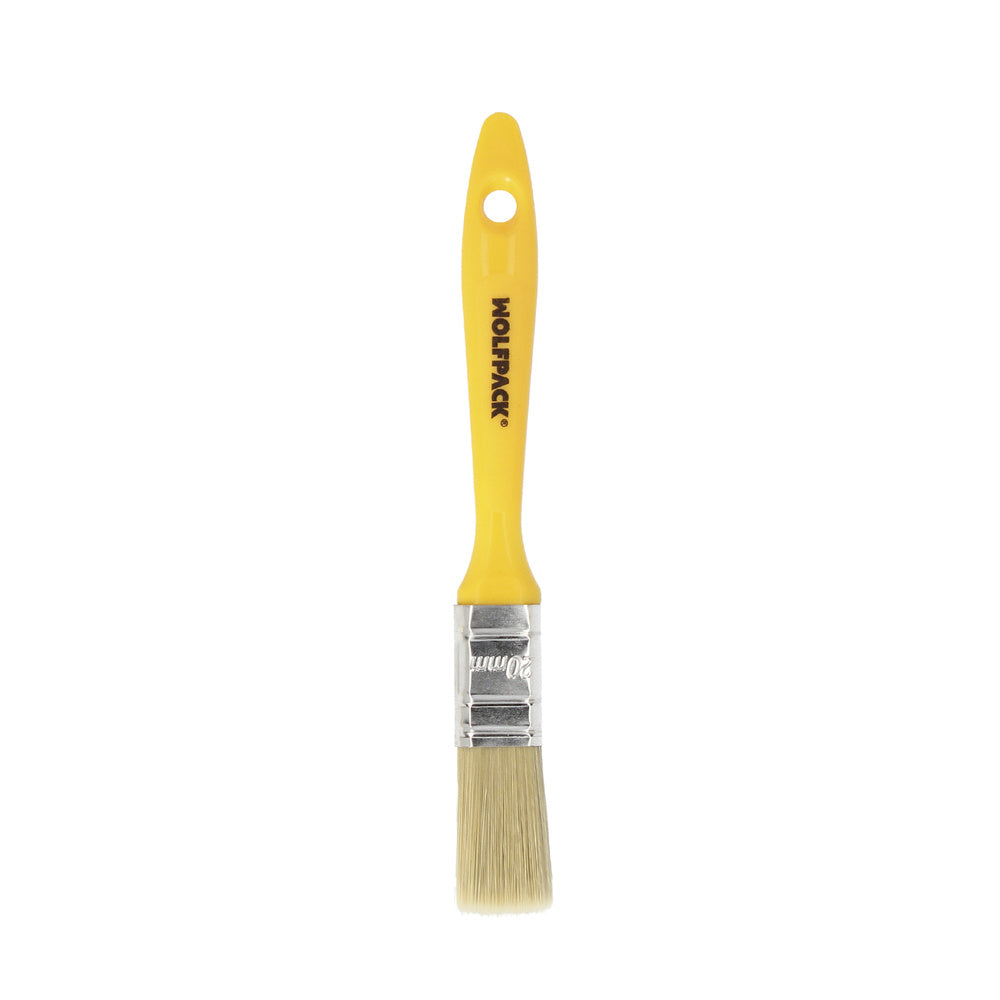 Professional flat brush, white bristle, 20 mm wide, natural bristles, ergonomic plastic handle, painter's brush, paint brush