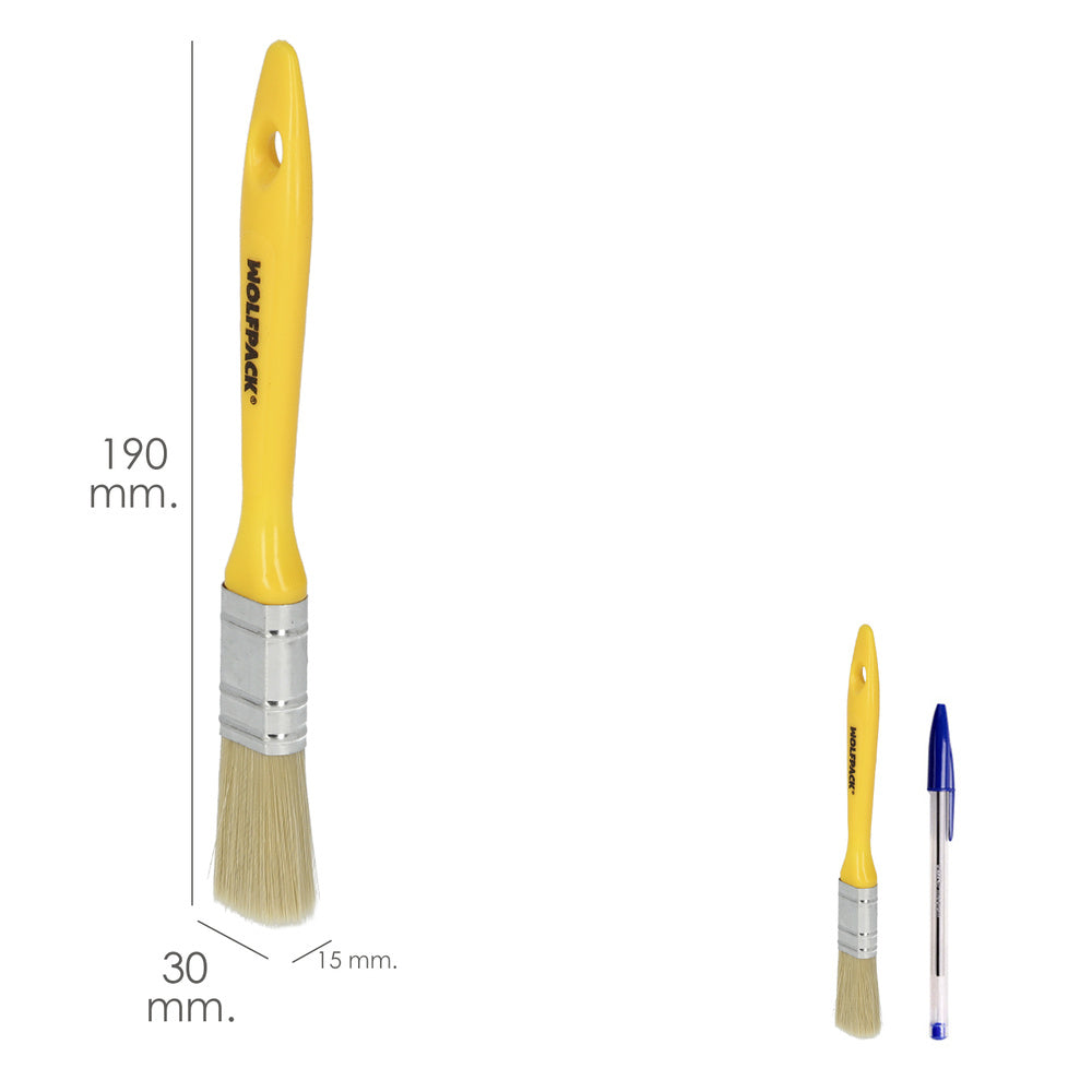 Professional white bristle brush, 30 mm wide, natural bristles, ergonomic plastic handle, painter's brush, paint brush