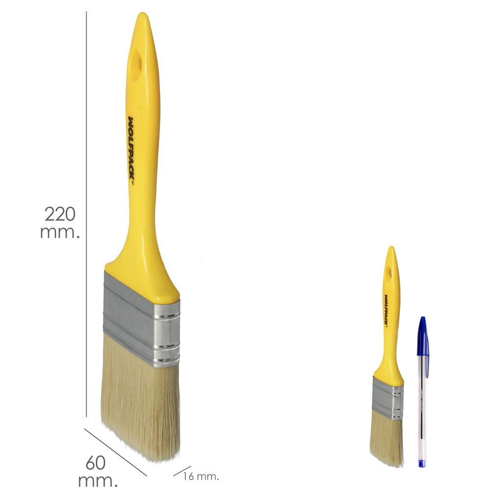 Trincha profissional cerda branca largura 60 mm cerdas naturais cabo plástico ergonómico, trincha de pintor, pincel de pintura