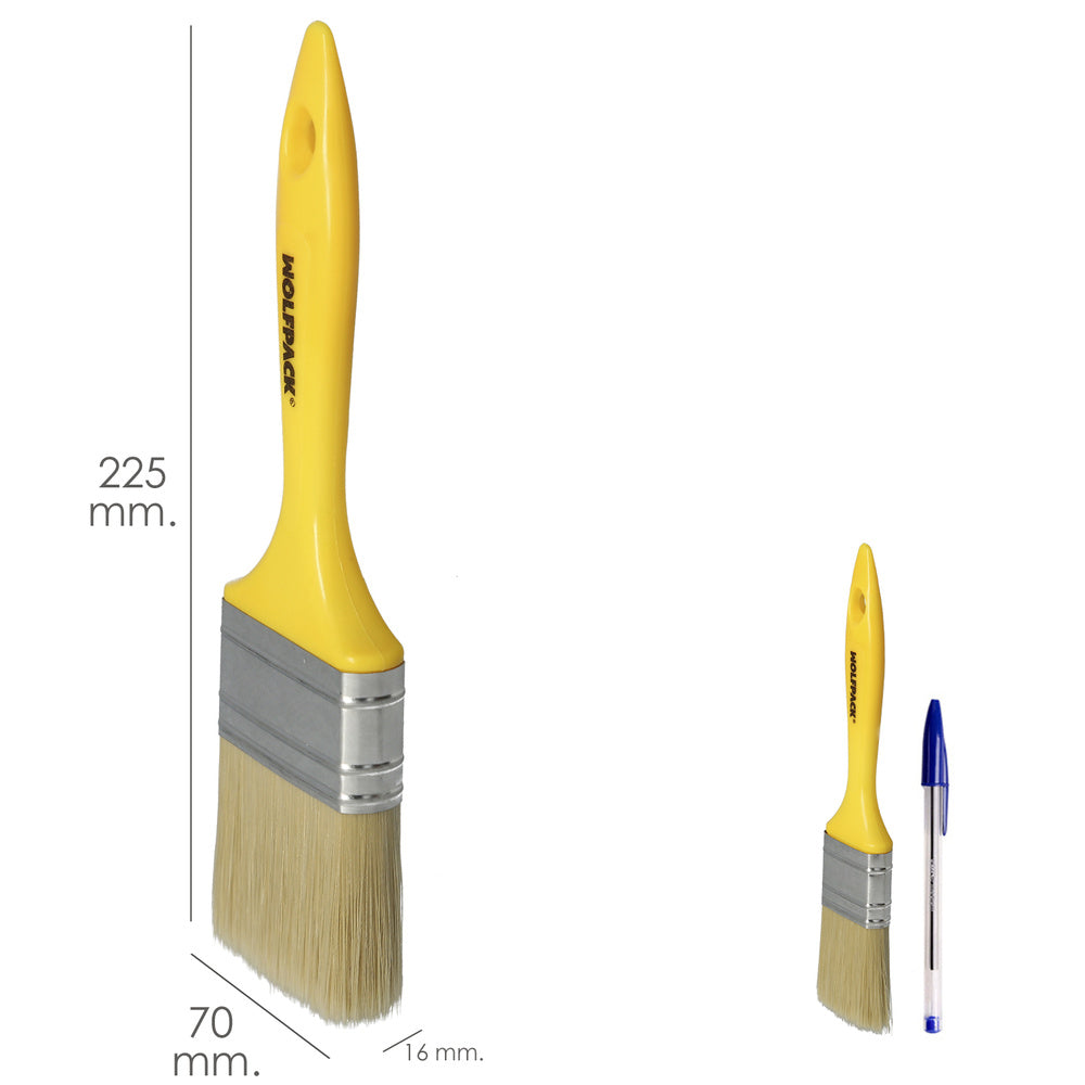 Trincha profissional cerda branca 70 mm largura cerdas naturais cabo plástico ergonómico, trincha de pintor, pincel de pintura