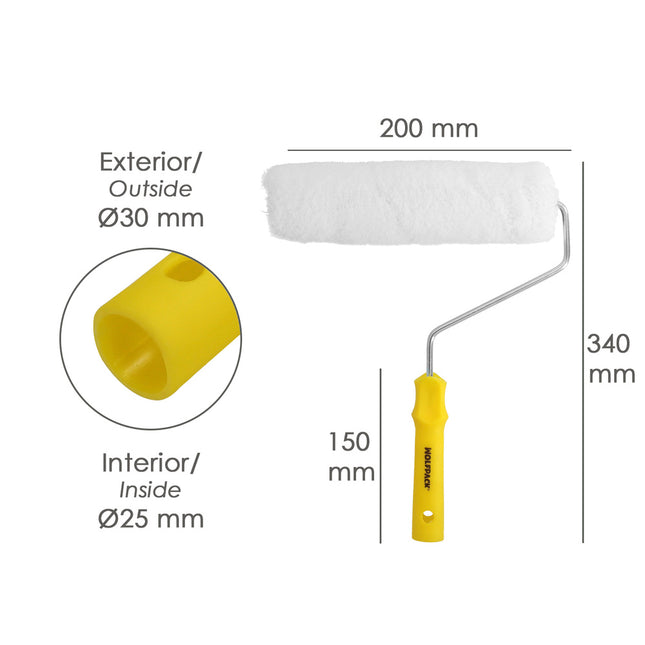 Rodillo pintura paredes y techos fibra acrilica ancho 200 mm. rodillo pintar, rodillo pintura, rodillo esmalte,