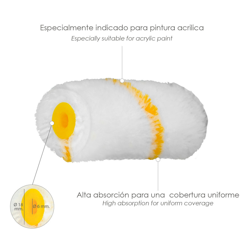 Rolo de substituição para esmalte acrílico 50 mm, conjunto de 10 rolos. Rolo de poliamida, rolo para tinta acrílica