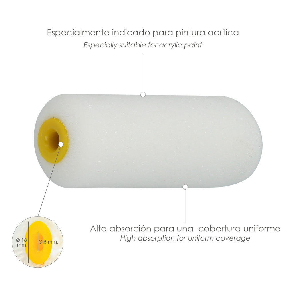 Rolo de espuma de substituição para esmalte acrílico 100 mm, conjunto de 10 rolos. Rolo de espuma, rolo de tinta acrílica